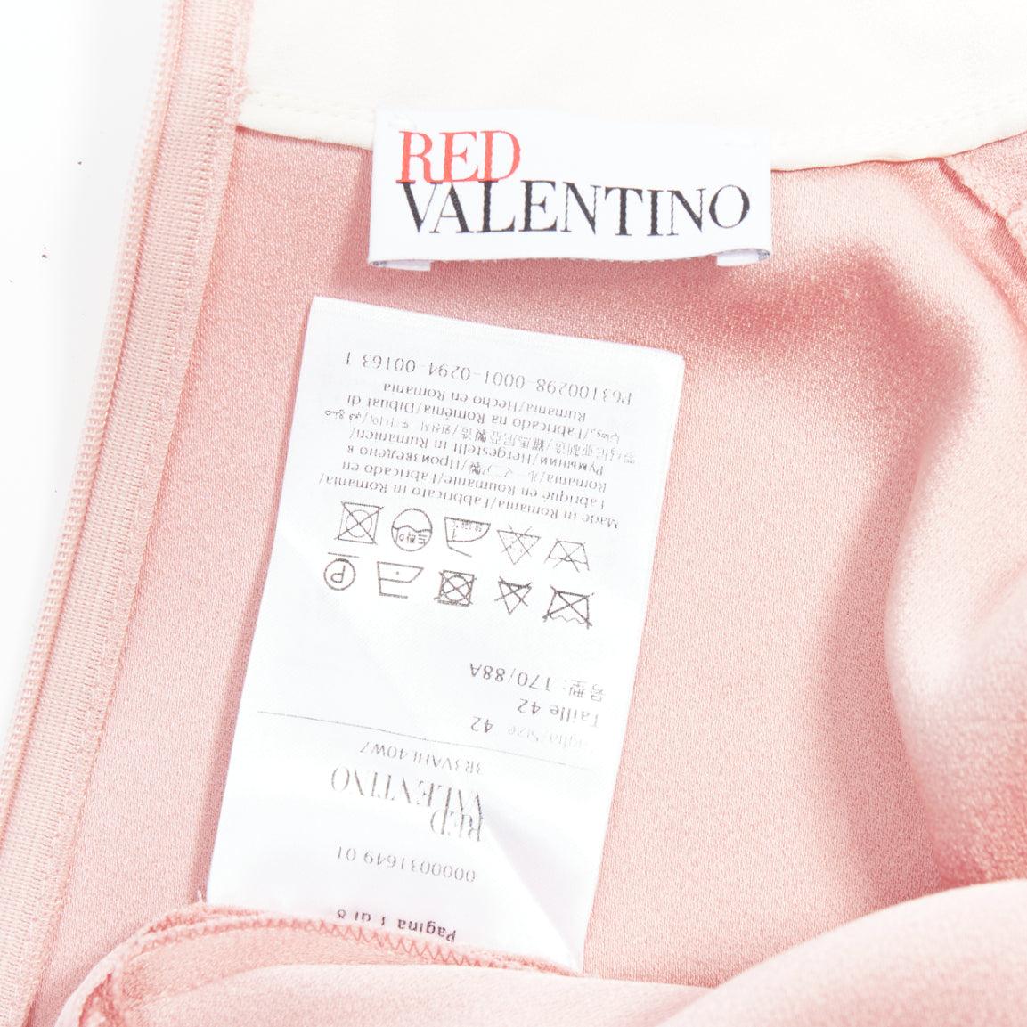 RED VALENTINO pink cream bow tie peter pan collar shift dress IT42 M 4