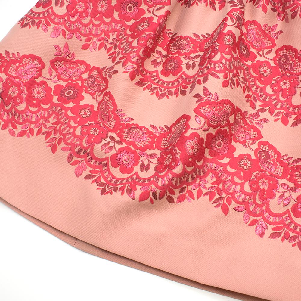 Red Valentino Pink Floral-pattern Jacquard Mini Dress XS 1