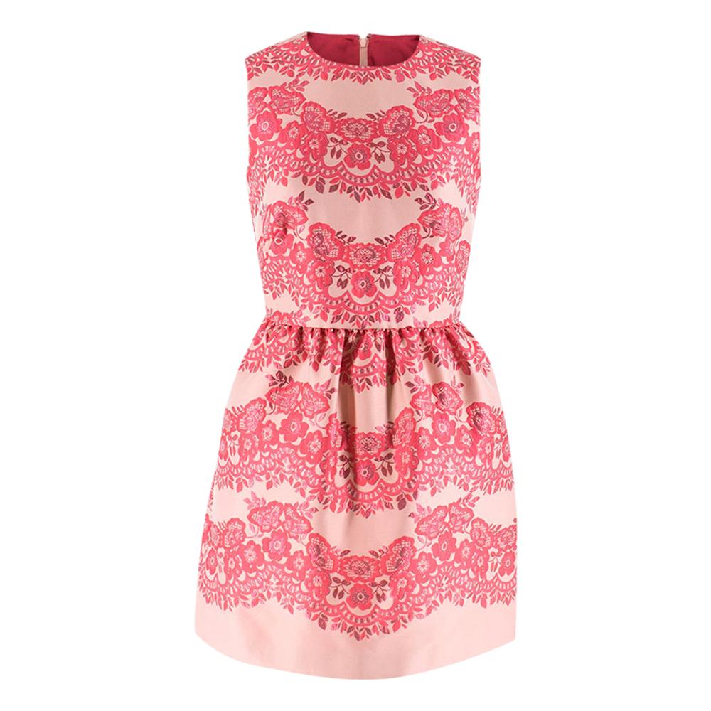 Red Valentino Pink Floral-pattern Jacquard Mini Dress XS at
