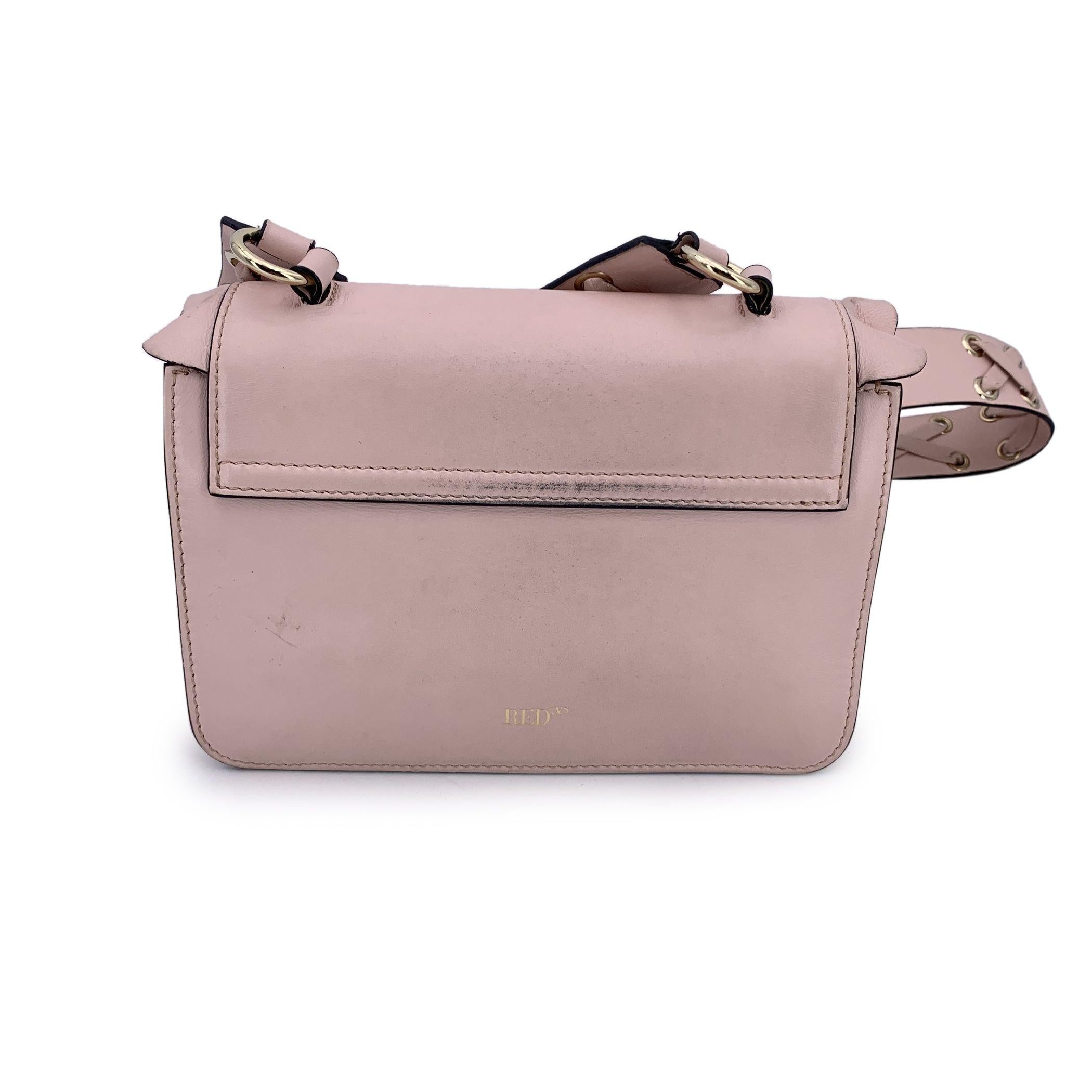 Women's Red Valentino Pink Leather Rock Ruffles Crossbody Shoulder Bag For Sale