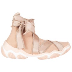 RED VALENTINO pink mesh GLAM RUN High-Top Sneakers Shoes 40