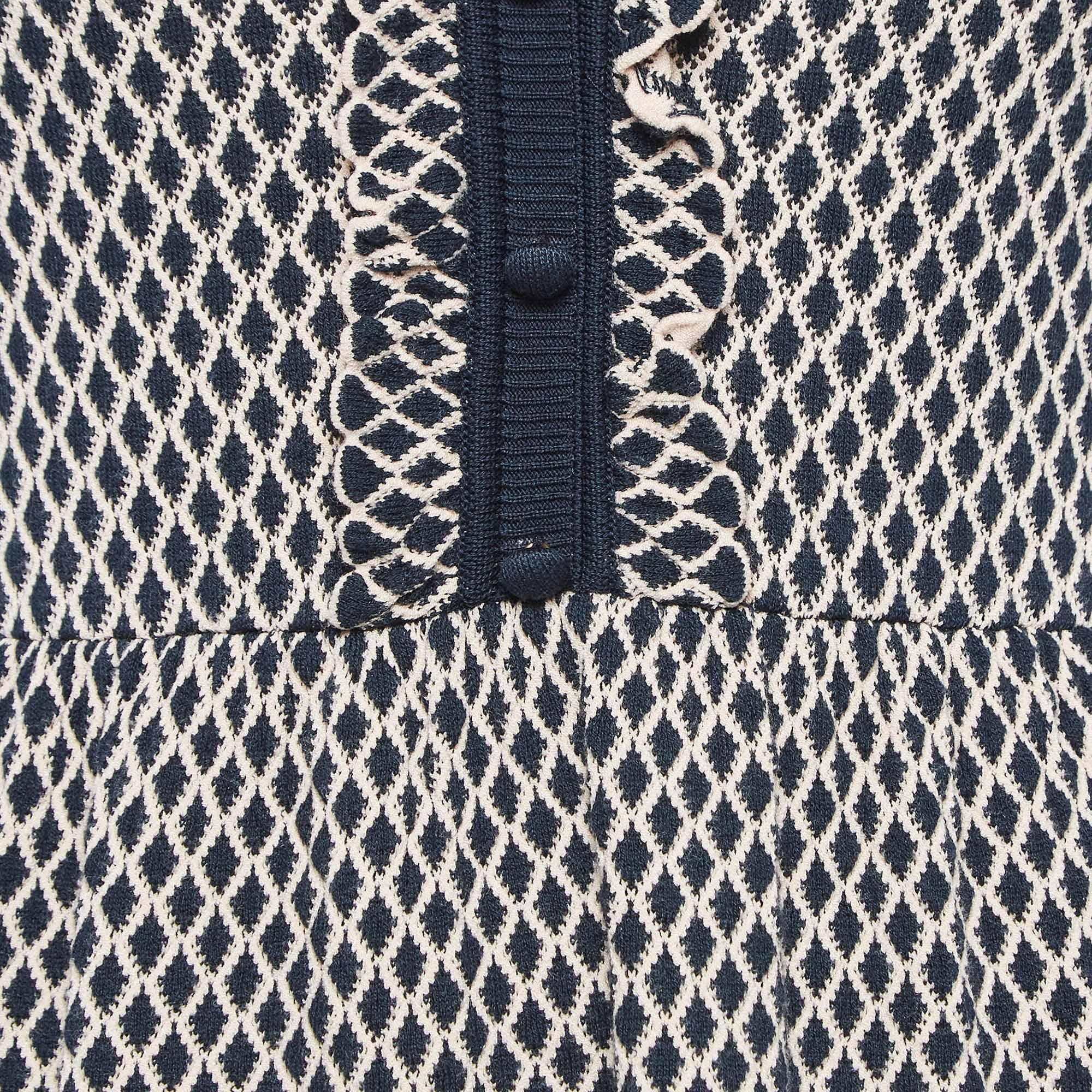 RED Valentino Pink/ Navy Blue Knit Mini Dress M In Good Condition For Sale In Dubai, Al Qouz 2
