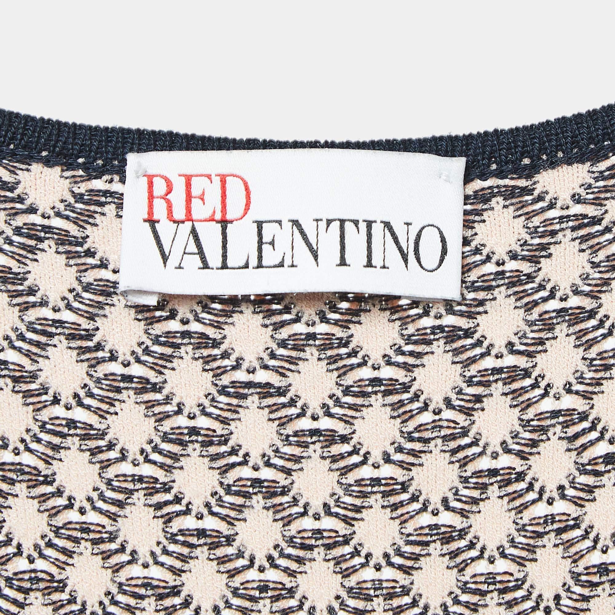 Women's RED Valentino Pink/ Navy Blue Knit Mini Dress M For Sale