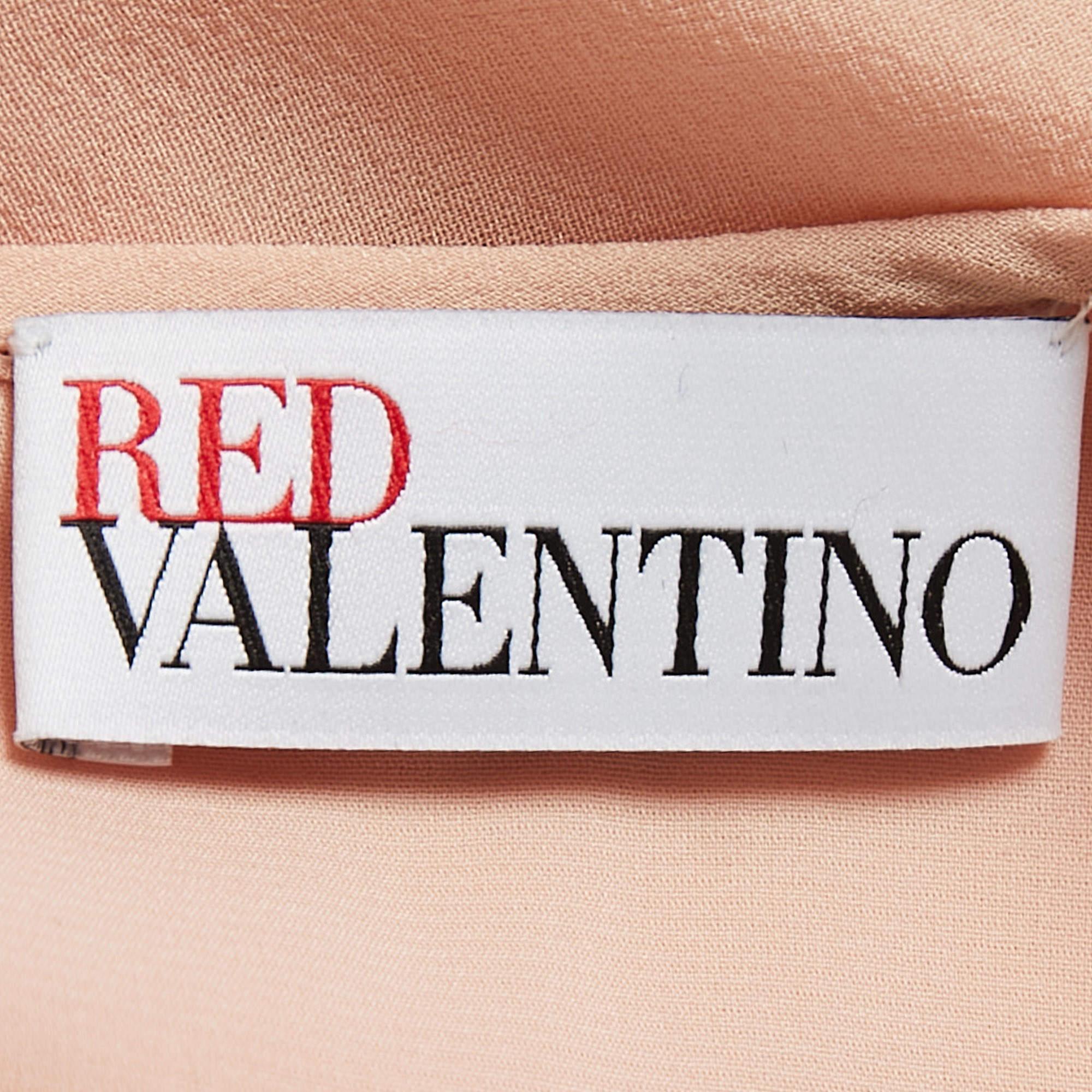 RED Valentino Pink Silk & Lace Short Sleeve Mini Dress L In Excellent Condition For Sale In Dubai, Al Qouz 2
