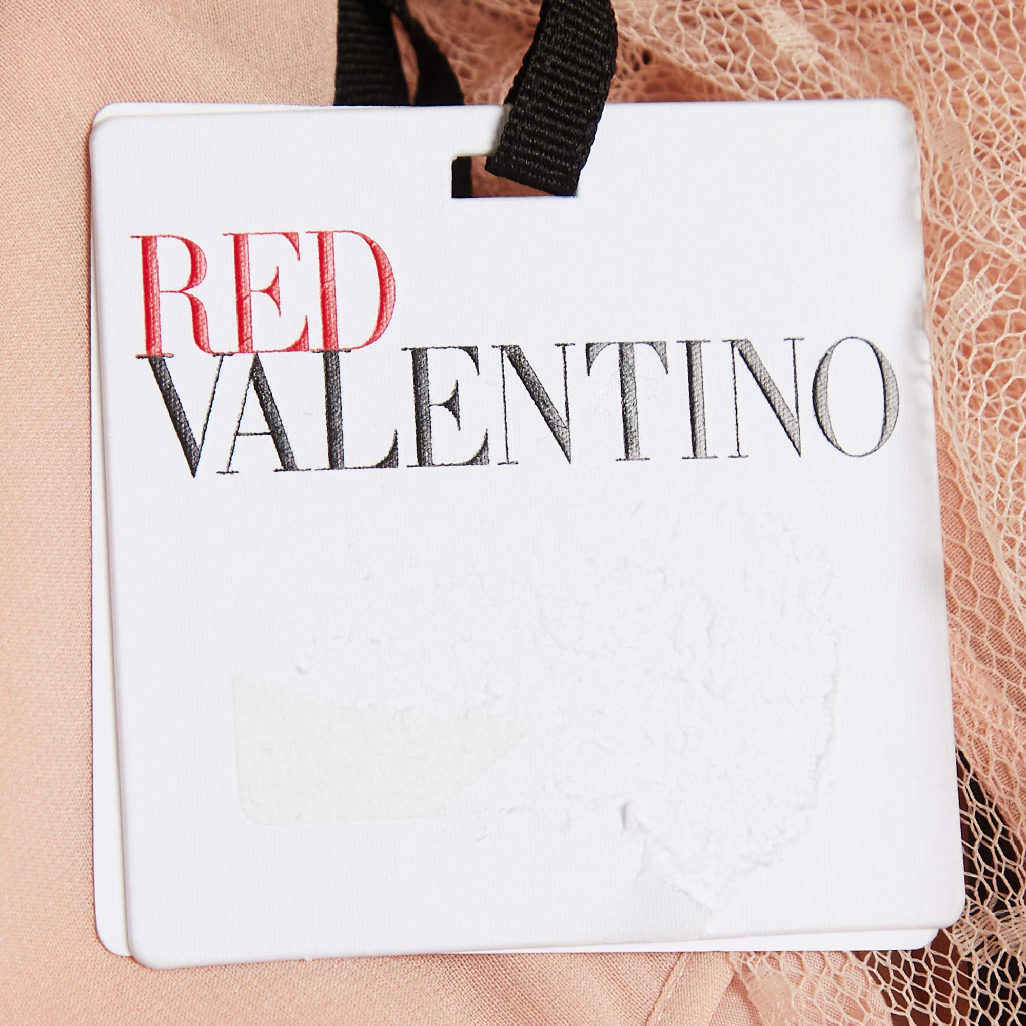 RED Valentino Rosa Kurzarm-Minikleid aus Seide und Spitze mit kurzen Ärmeln L im Angebot 2