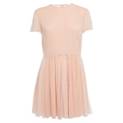 RED Valentino Pink Silk & Lace Short Sleeve Mini Dress L