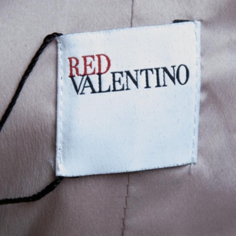 Women's RED Valentino Pink Wool Pleated Detailed Double Breasted Belted Coat S