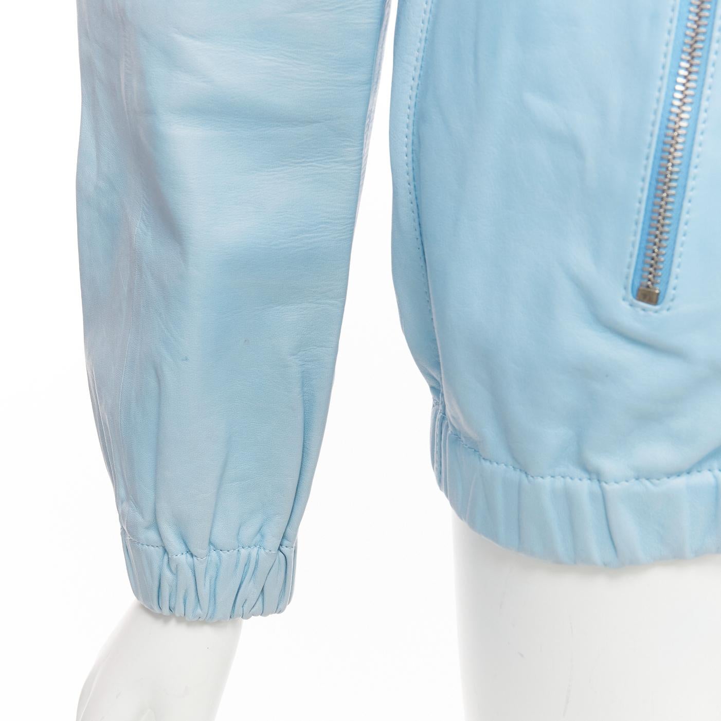 RED VALENTINO chaqueta con capucha de piel de cordero azul polvo con volantes IT40 S en venta 4