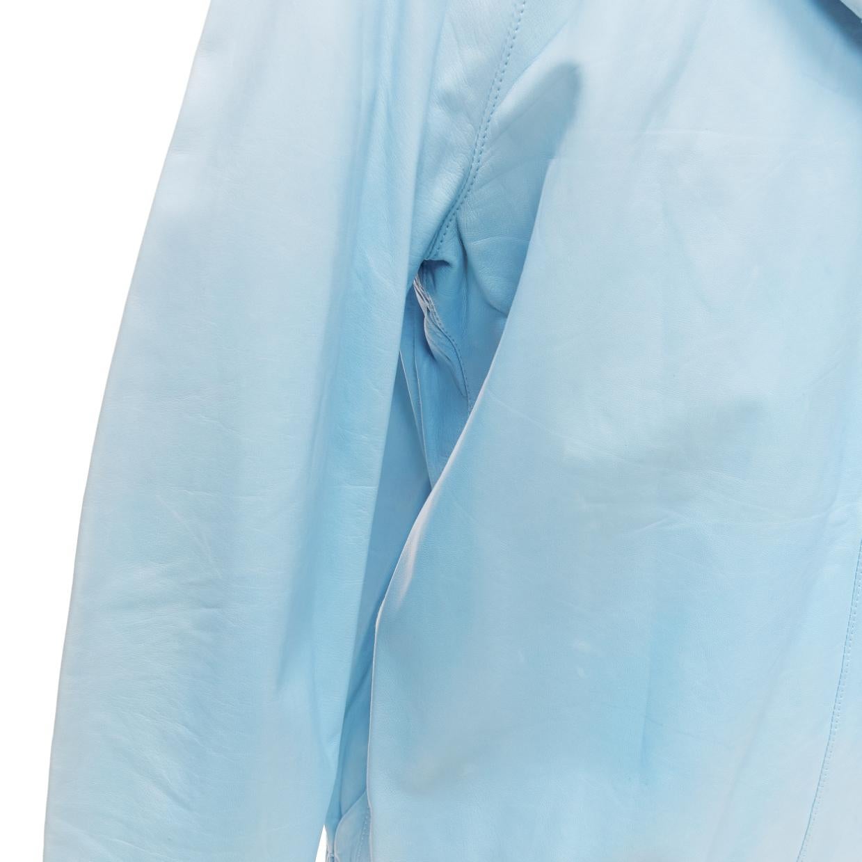 RED VALENTINO chaqueta con capucha de piel de cordero azul polvo con volantes IT40 S en venta 5