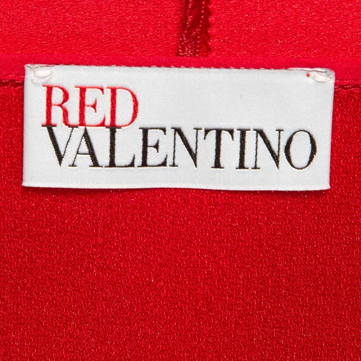 Valentino rouge  Mini robe en crêpe à encolure nouée et à volants M. Pour femmes en vente