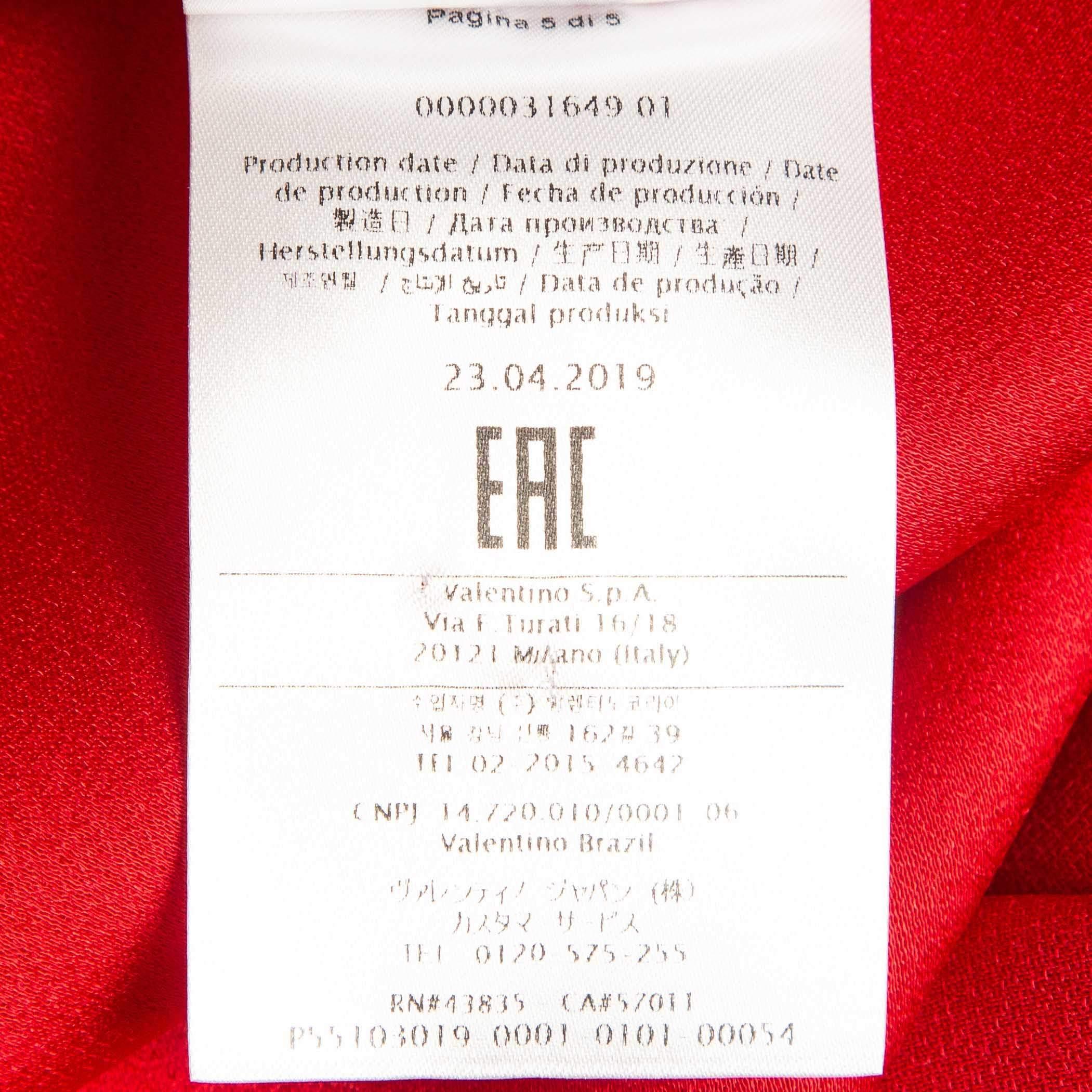 Valentino rouge  Mini robe en crêpe à encolure nouée et à volants M. en vente 3