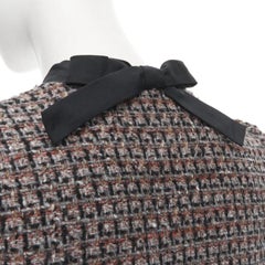 RED VALENTINO red grey wool tweed black ruffle trim jacket skirt set