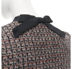 RED VALENTINO red grey wool tweed black ruffle trim jacket skirt set