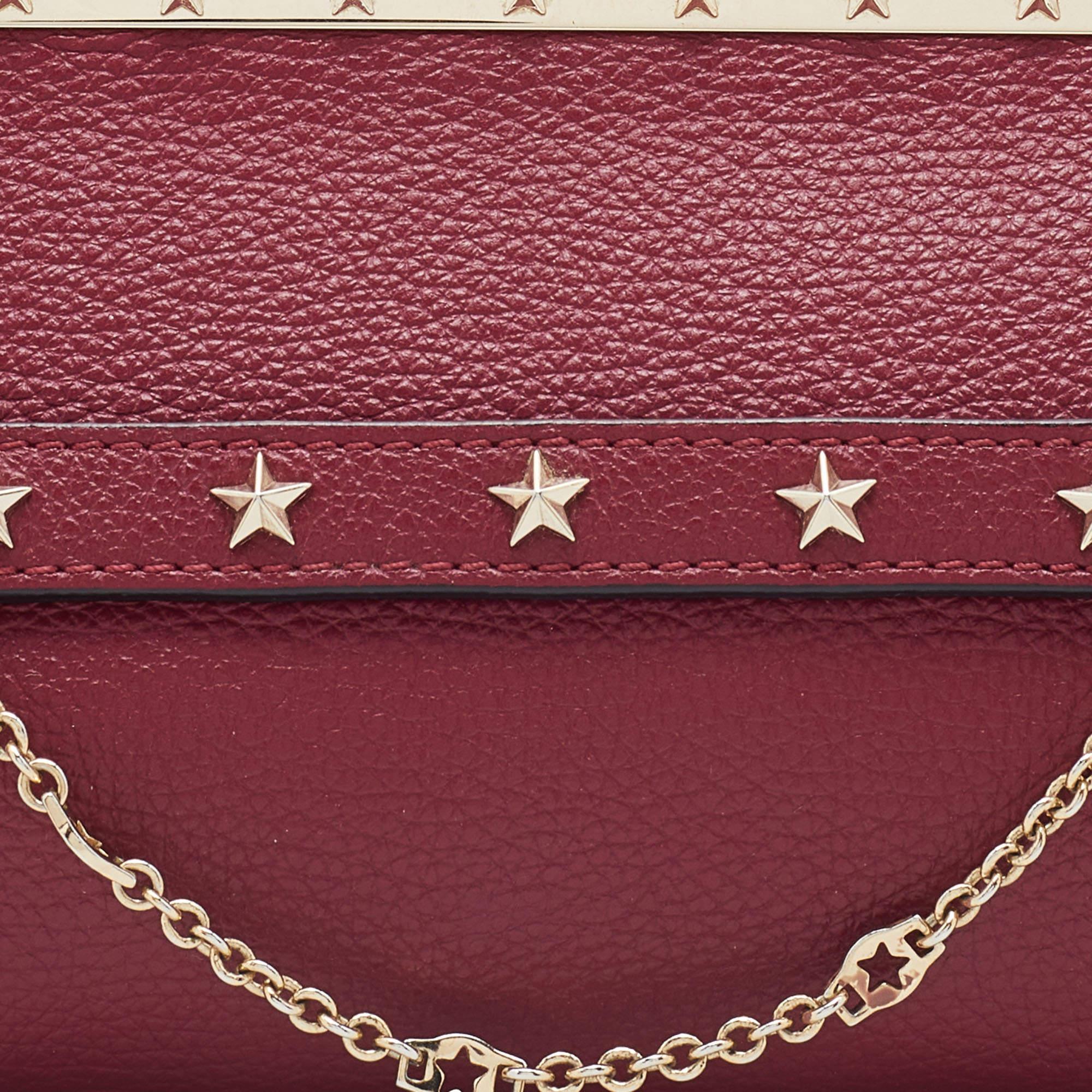 RED Valentino Red Leather Frame Star Detail Chain Clutch 5