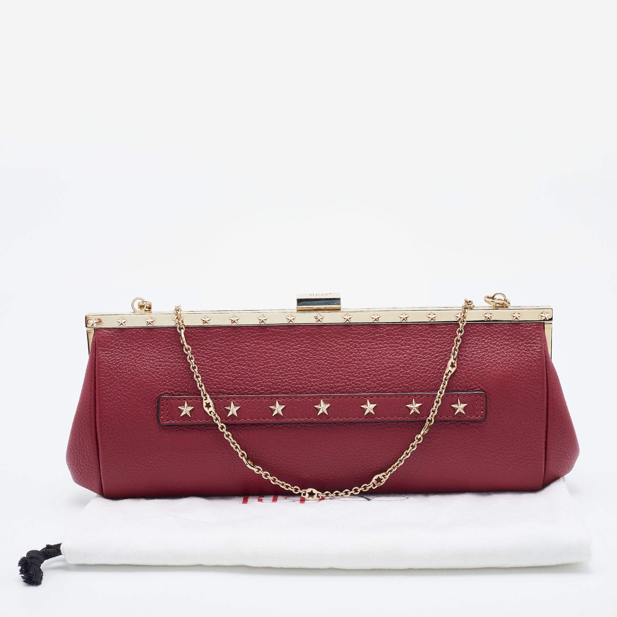 Men's RED Valentino Red Leather Frame Star Detail Chain Clutch