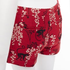RED VALENTINO mini pantaloncini in cotone jacquard con fiori di scimmia rossi IT38 XS