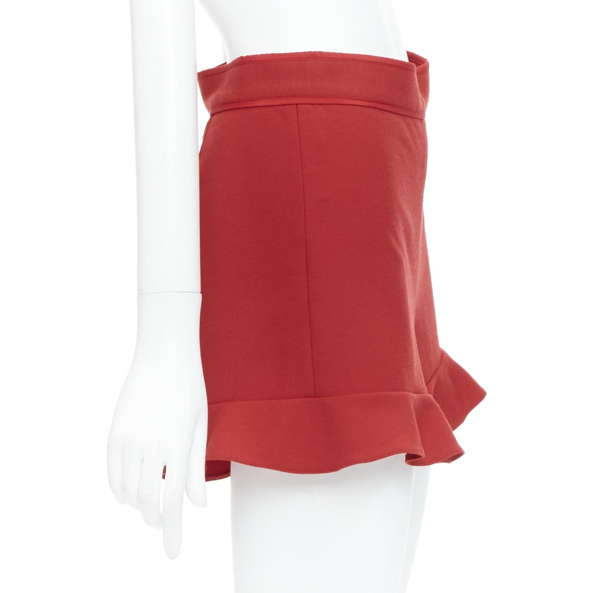 Red RED VALENTINO red ruffle hem high waisted shorts IT38 XS For Sale