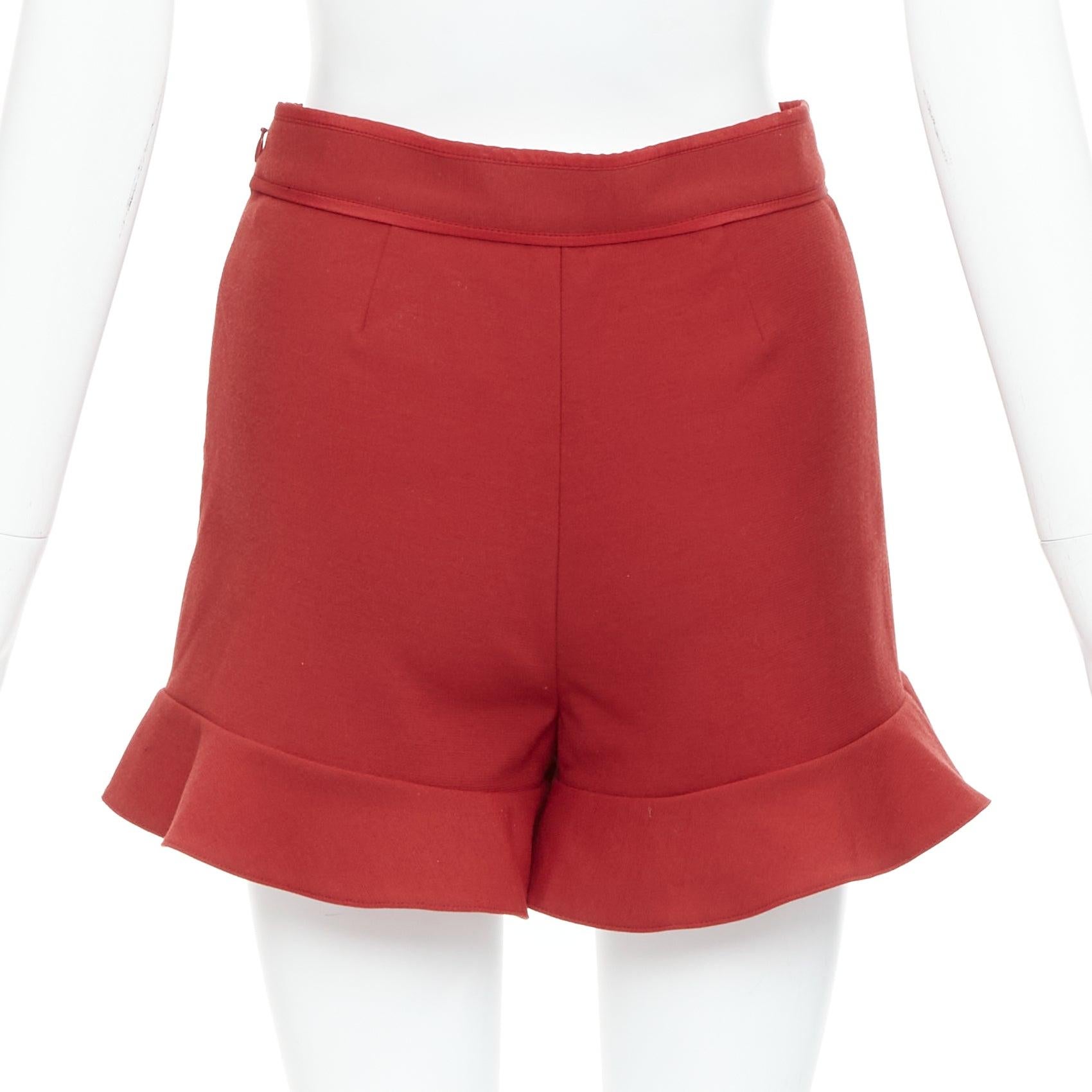 Women's RED VALENTINO red ruffle hem high waisted shorts IT38 XS For Sale