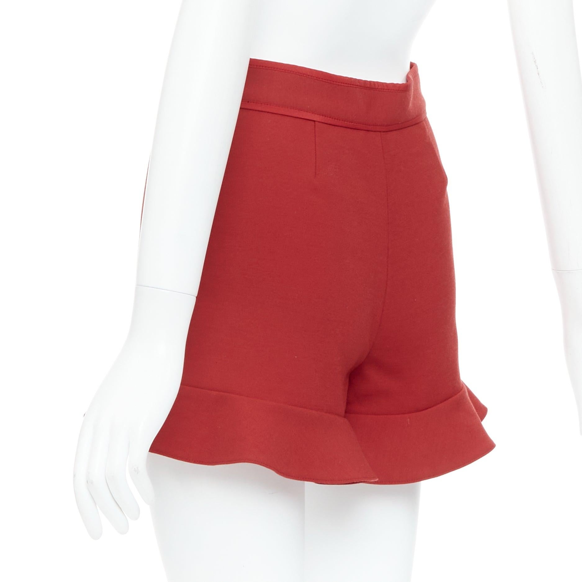 RED VALENTINO red ruffle hem high waisted shorts IT38 XS For Sale 1