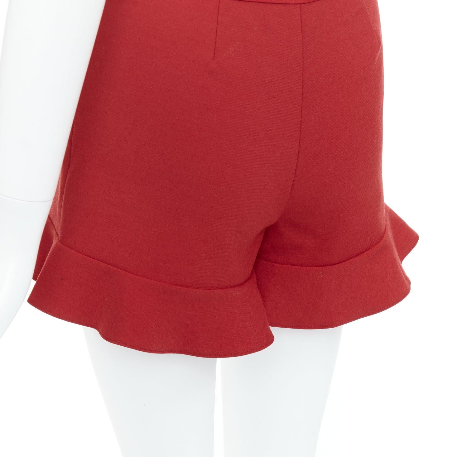 RED VALENTINO red ruffle hem high waisted shorts IT38 XS For Sale 3