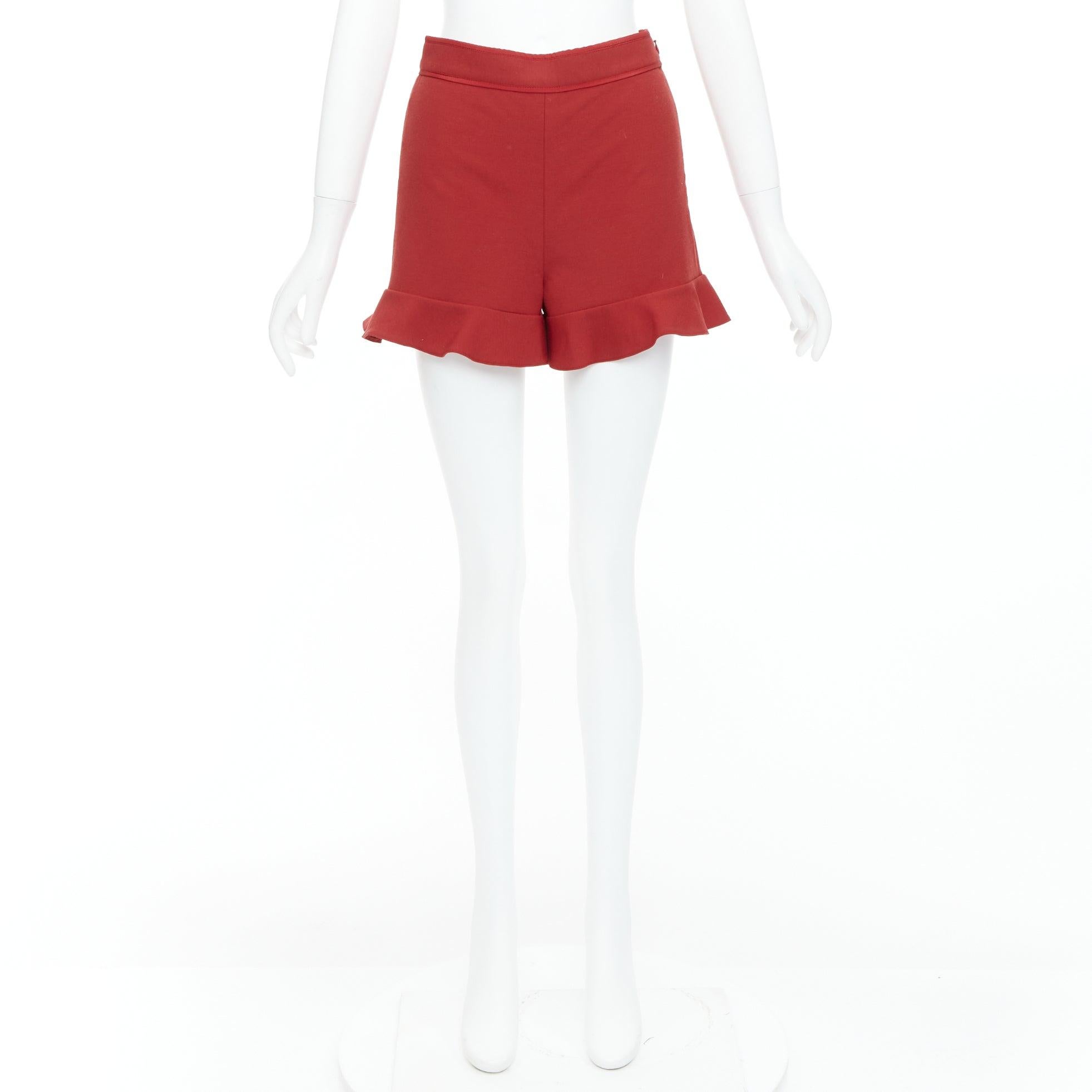 RED VALENTINO red ruffle hem high waisted shorts IT38 XS For Sale 5