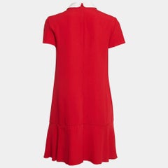 RED Valentino Red Sateen Peter Pan Bow Collar Mini Dress S