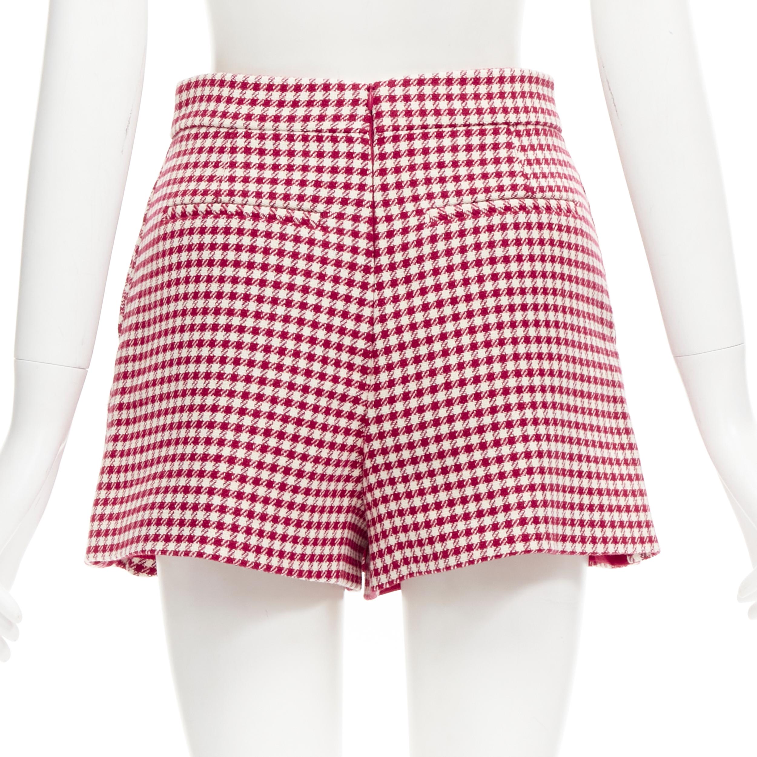 RED VALENTINO red white wool blend gingham pleated high waist skorts IT36 XXS For Sale 1