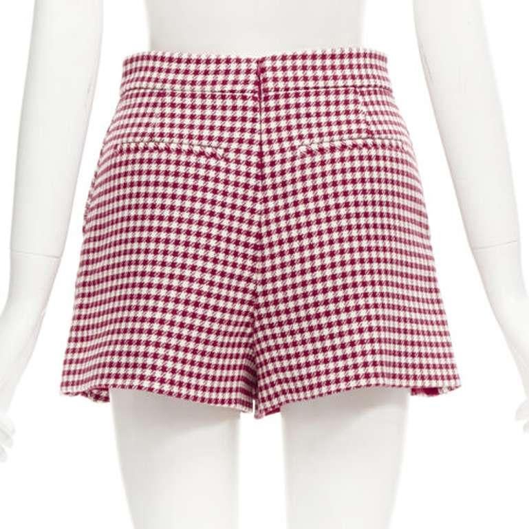 RED VALENTINO red white wool blend gingham pleated high waist skorts IT36 XXS For Sale 1