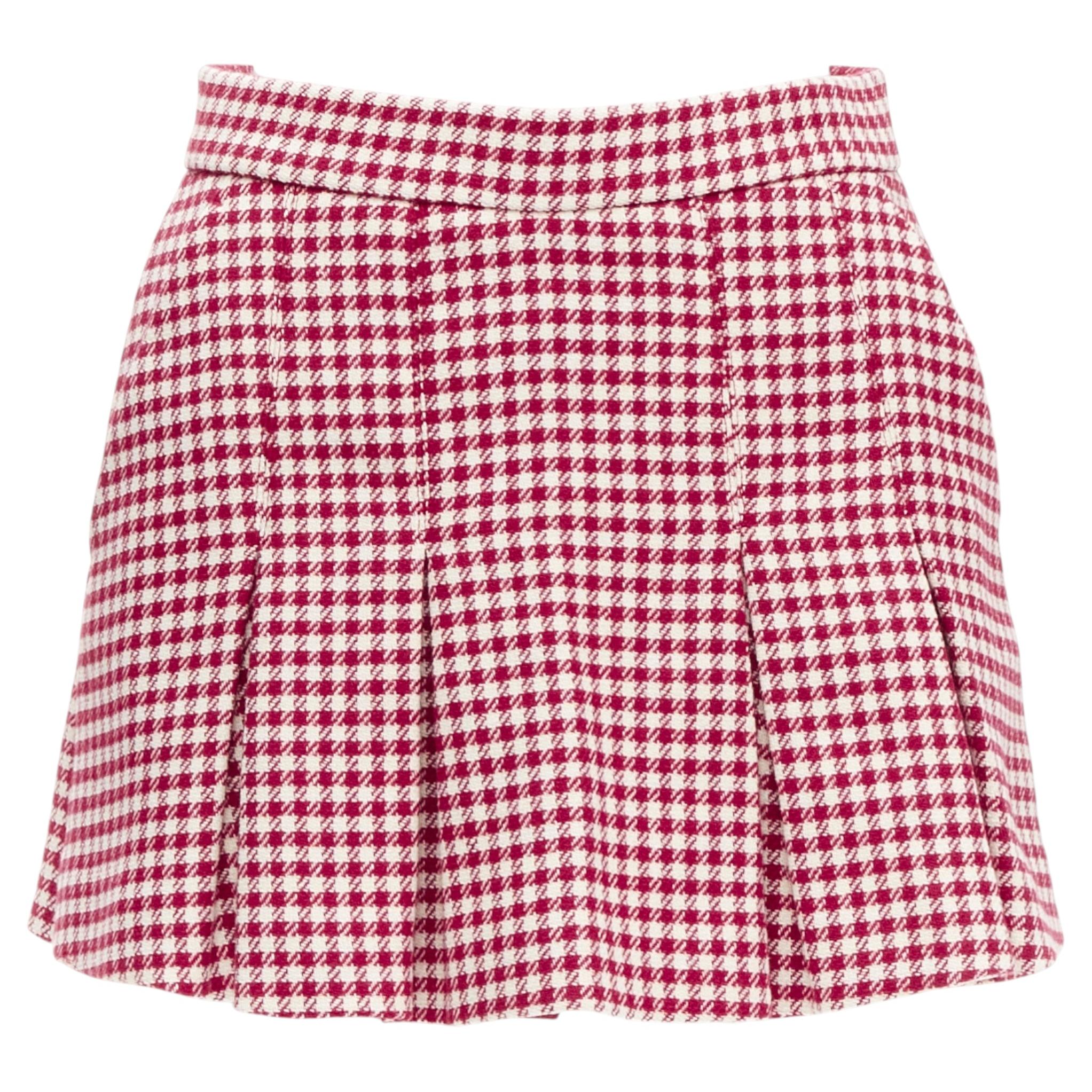 VALENTINO Rot-Weiße Plissee-Hose aus Wollmischung mit hoher Taille IT36 XXS