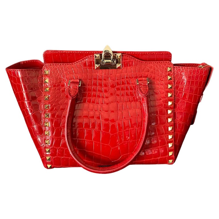 Red Valentino Rockstud crocodile bag at 1stDibs