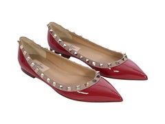 Valentino Red Rockstud Patent Leather Flats
