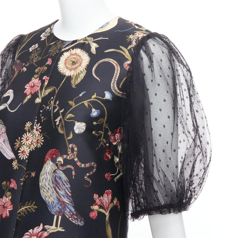 RED VALENTINO Runway black bird floral jacquard mini dress IT42 M at 1stDibs RED VALENTINO Runway black bird floral jacquard mini dress IT42 M at 1stDibs