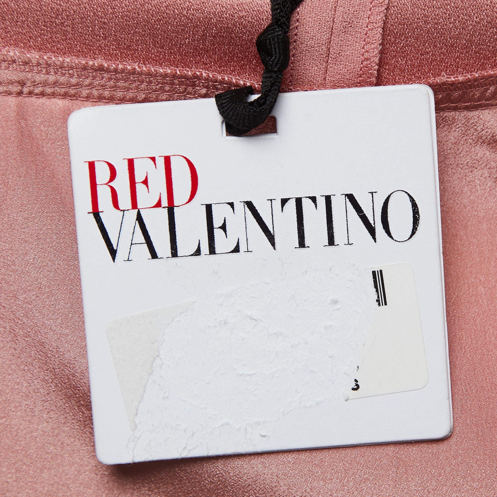 RED Valentino - Robe droite en crêpe et tulle rose saumoné S Pour femmes en vente