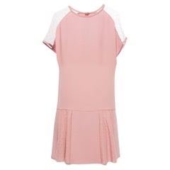 RED Valentino Salmon Pink Crepe & Tulle Shift Dress S