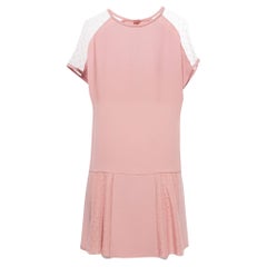 RED Valentino - Robe droite en crêpe et tulle rose saumoné S