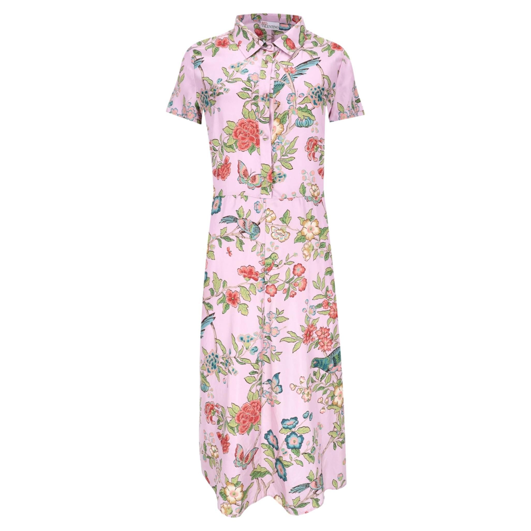 Red Valentino Silk Floral Shirt Dress