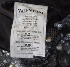 Red Valentino Silver Sequined Pearl Embellished Sleeveless Mini Shift Dress S