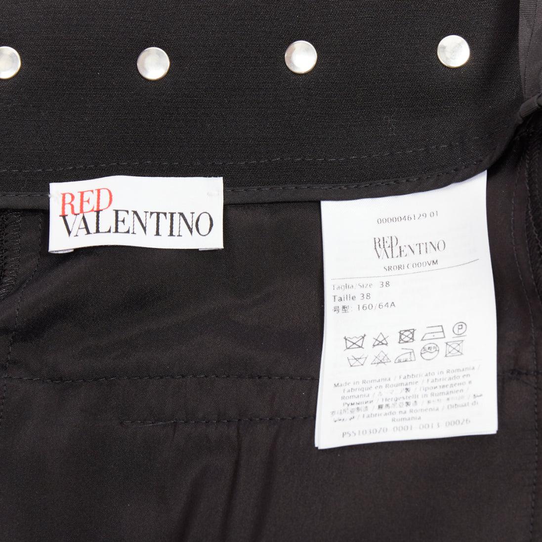 RED VALENTINO short noir à appliques laser florales cloutées argentées IT38 XS en vente 4