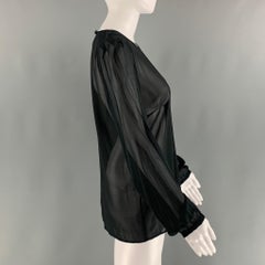 RED VALENTINO Size 42 Black Silk Blend Chiffon Crew Neck Blouse