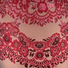 red VALENTINO Size 6 Pink Jacquard Polyester Blend Mini Skirt