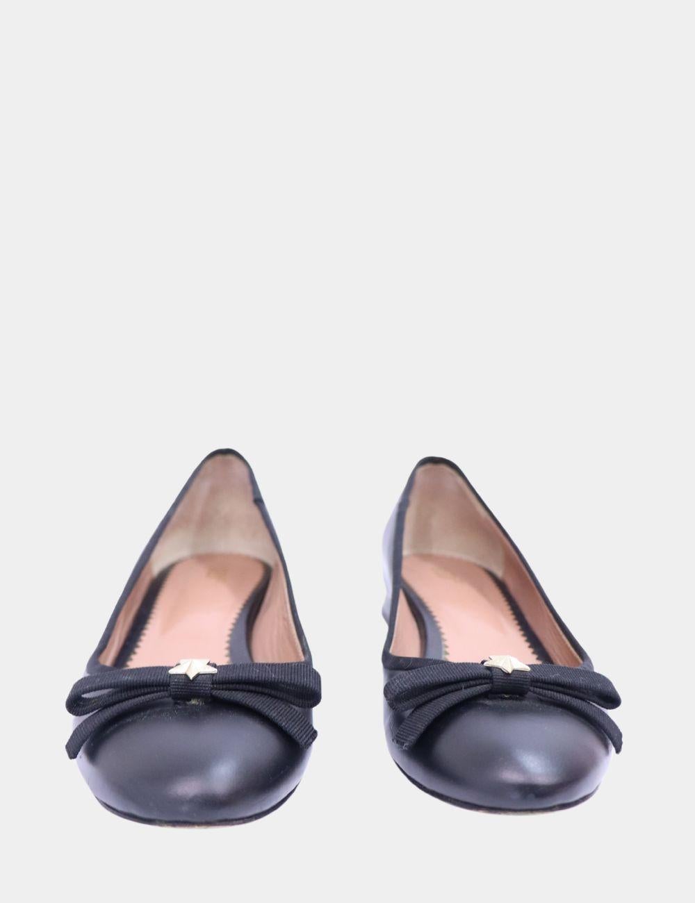 Black Red Valentino Star Bow Ballet Flats Size EU 37