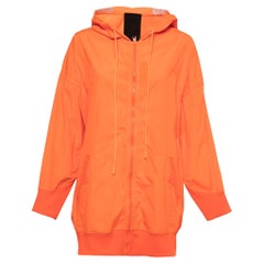 RED Valentino The Black Tag Neon Orange Taffeta Zip Front Hooded Coat S