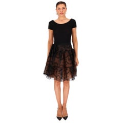 Red Valentino Tulle Lace Tiered Silk Skirt