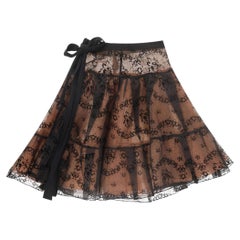 Red Valentino Tulle Lace Tiered Silk Skirt
