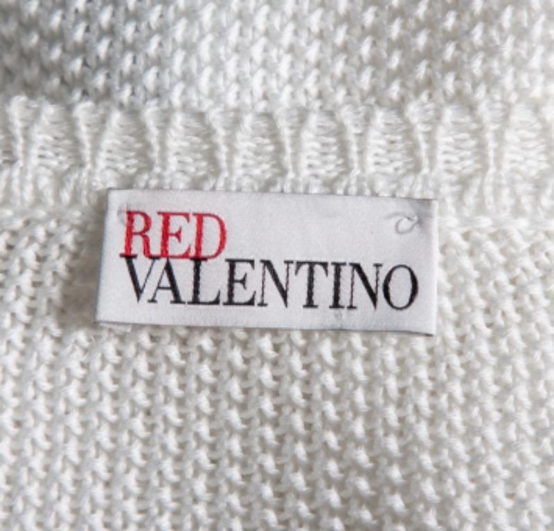 RED Valentino Maglia a maniche lunghe in cotone bianco con applicazioni floreali M. I. in vendita 2