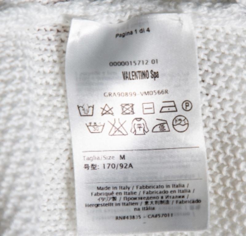 RED Valentino Maglia a maniche lunghe in cotone bianco con applicazioni floreali M. I. in vendita 3