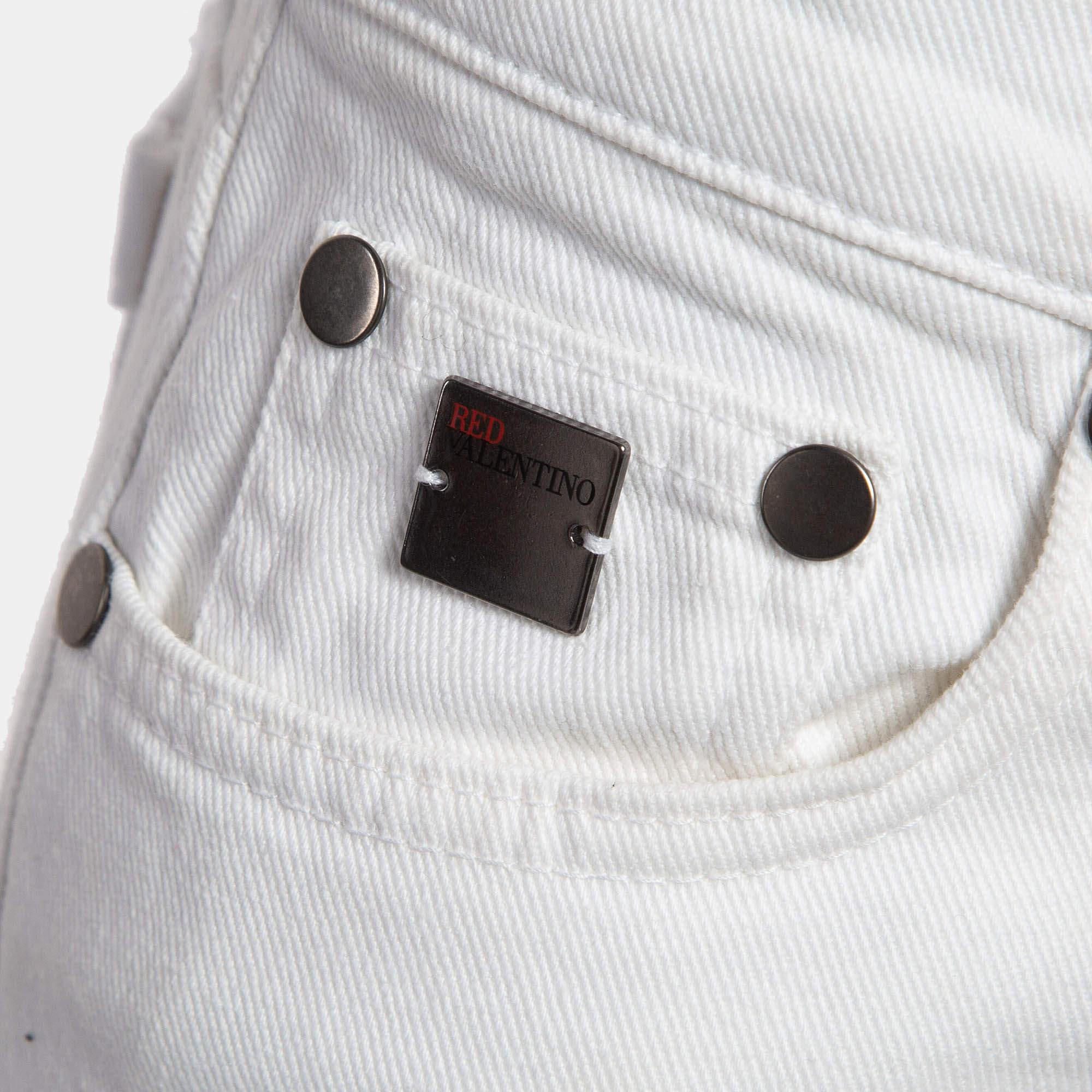 Women's RED Valentino White Denim Straight Leg Jeans M Waist 28