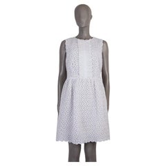 RED VALENTINO white polyester LACE SLEEVELESS SHEATH Dress 44 L