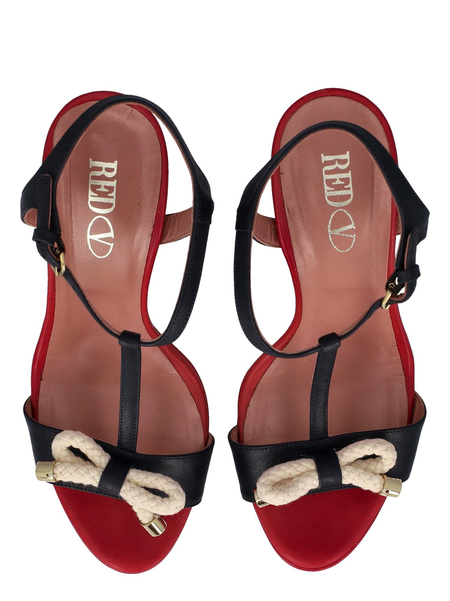 Red Valentino Women Sandals Navy, Red Leather EU 40 For Sale 1