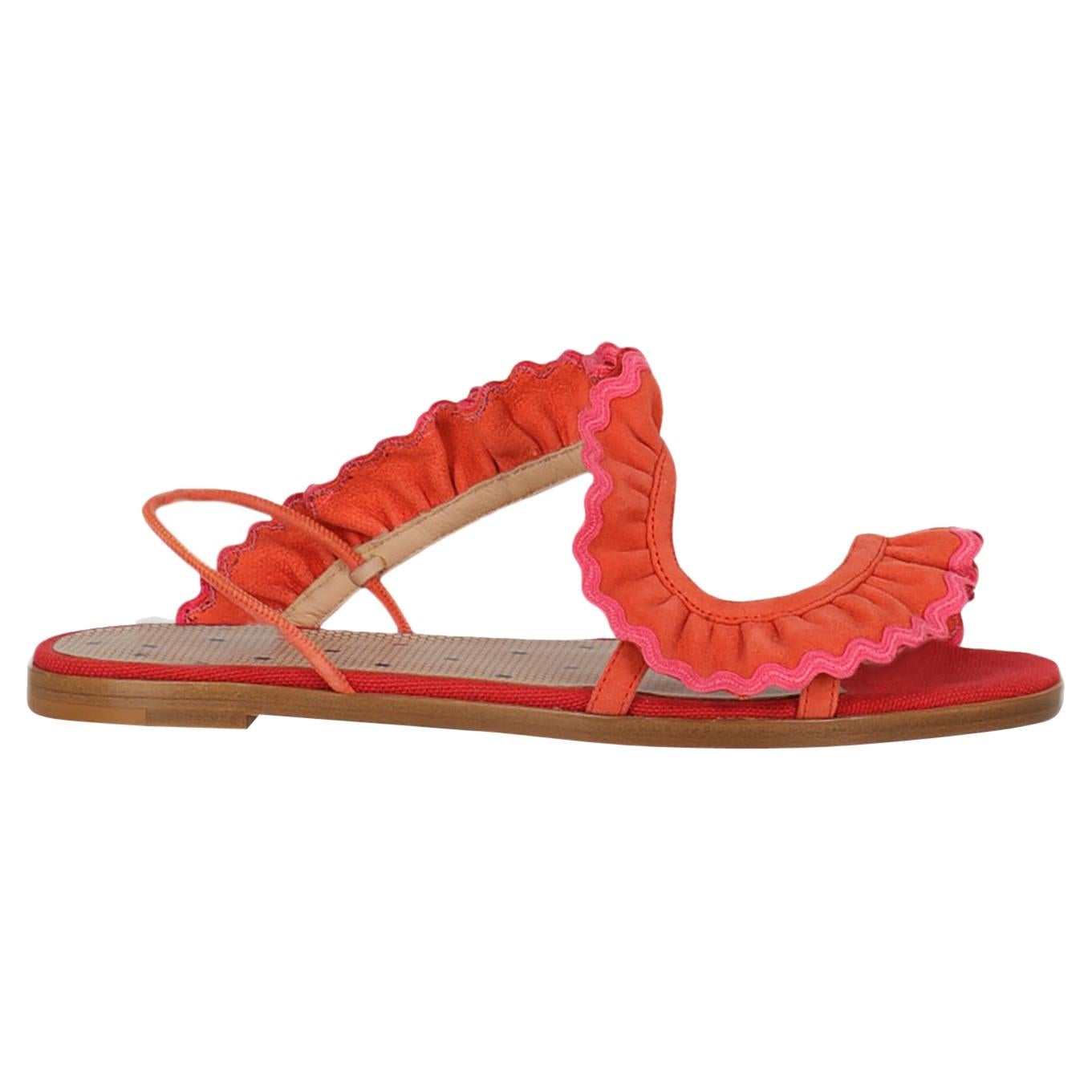 Red Valentino  Women   Slippers  Orange Leather EU 39 For Sale